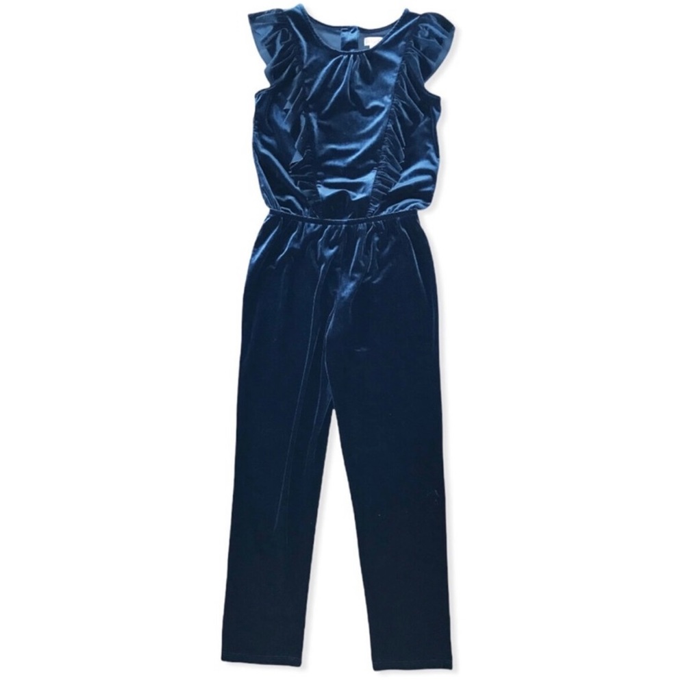 Cat & Jack Navy Blue Velvet Jumpsuit